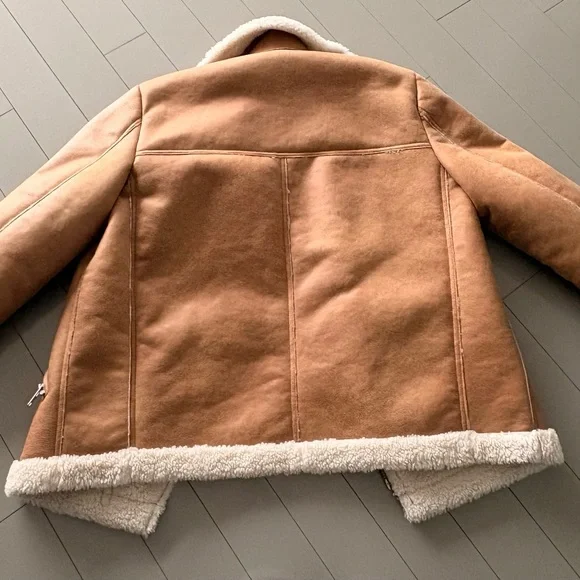 Gentle Fawn Sherpa-Lined Suede Aviator Jacket in Tan - Picture 8 of 8